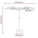 vidaXL Parasol de jardin à double tête rouge bordeaux 316x145 cm