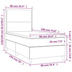vidaXL Sommier à lattes de lit avec matelas et LED Gris clair 90x190cm