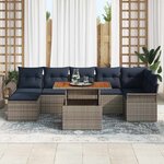 vidaXL Ensemble de canapé de jardin 8 Pièces Gris et bleu marine