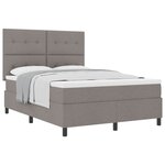 vidaXL Lit à ressorts avec matelas Taupe 140 x 200 cm tissu