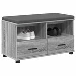 vidaXL Banc d'entrée avec coussin Gris Sonoma 80 x 38 x 46 cm