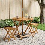 vidaXL Table de jardin pliante Naturel Ø90 x 75 cm