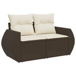 vidaXL Salon de jardin avec coussins 9 Pièces marron résine tressée