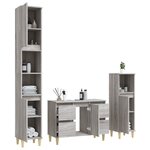 vidaXL Ensemble de meubles de salle de bain 3 Pièces Sonoma gris