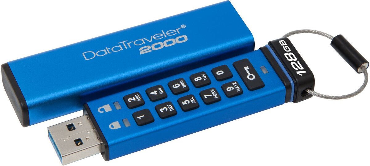 Clé USB 3.1 sécurisée Kingston DataTraveler 2000 - 128Go - La Poste