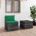 vidaXL Salon palette de jardin 2 Pièces avec coussins Bois de pin massif