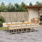 vidaXL Ensemble à manger de jardin et coussins 13 Pièces beige
