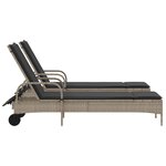 vidaXL Chaises longues avec coussins lot de 2 gris résine tressée