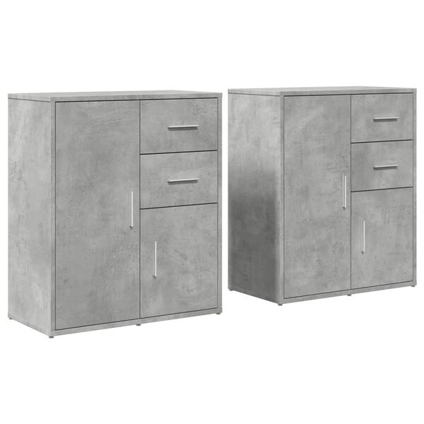 vidaXL Buffets 2 Pièces gris béton 60x31x70 cm bois d'ingénierie