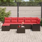 vidaXL Ensemble de canapé de jardin avec coussin 8 Pièces Poly rotin