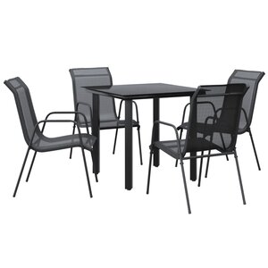 vidaXL Ensemble à manger de jardin 5 Pièces noir textilène et acier