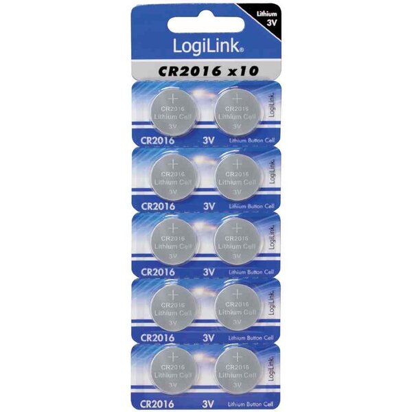 Blister de 10 piles bouton lithium 'Ultra Power' CR2016 LOGILINK