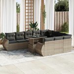 vidaXL Salon de jardin 11 Pièces avec coussins gris résine tressée