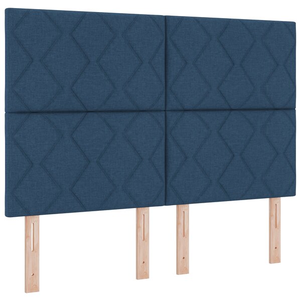 vidaXL Lit à ressorts avec matelas bleu 160x200 cm en tissu