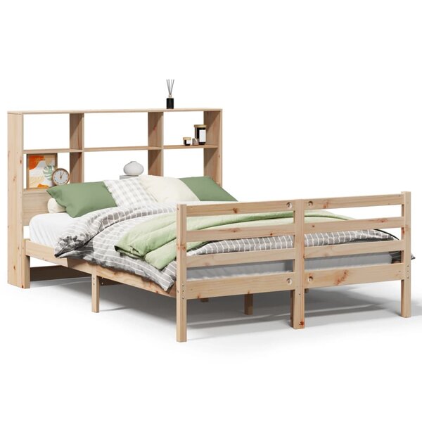 vidaXL Lit bibliothèque sans matelas 135x190 cm bois de pin massif
