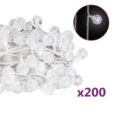 vidaXL Guirlande lumineuse Globe 20 m 200 LED Blanc froid 8 fonctions