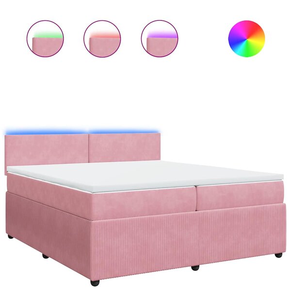 vidaXL Sommier à lattes de lit avec matelas Rose 200x200 cm Velours