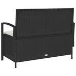 vidaXL Banc de rangement de jardin avec coussin noir résine tressée