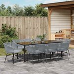 vidaXL Ensemble de salle à manger pour jardin 9 Pièces Gris Poly rotin