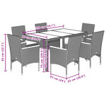 vidaXL Ensemble à manger de jardin et coussins 7 Pièces beige rotin verre