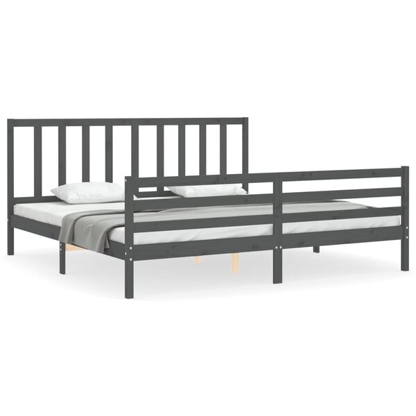 vidaXL Cadre de lit sans matelas gris 200x200 cm bois massif de pin