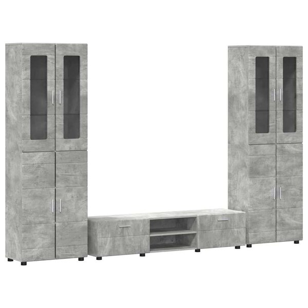 vidaXL Ensemble meuble TV FLORIN Gris béton Bois d'ingénierie