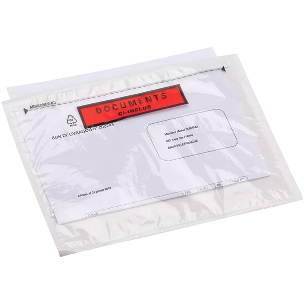 Pochettes porte-documents adhésives – (1000) "Documents ci-inclus" 22 5x16 5 – Bulteau Systems