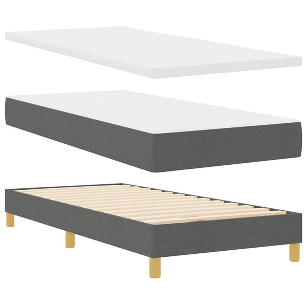 vidaXL Lit à ressorts avec matelas Gris foncé 100 x 200 cm tissu