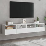 vidaXL Meubles TV muraux 2 Pièces blanc 80x30x30 cm bois d'ingénierie