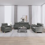 vidaXL Ensemble de canapés 3 Pièces avec coussins Gris foncé Tissu