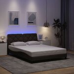 vidaXL Cadre de lit avec LED sans matelas marron foncé 140x190cm tissu