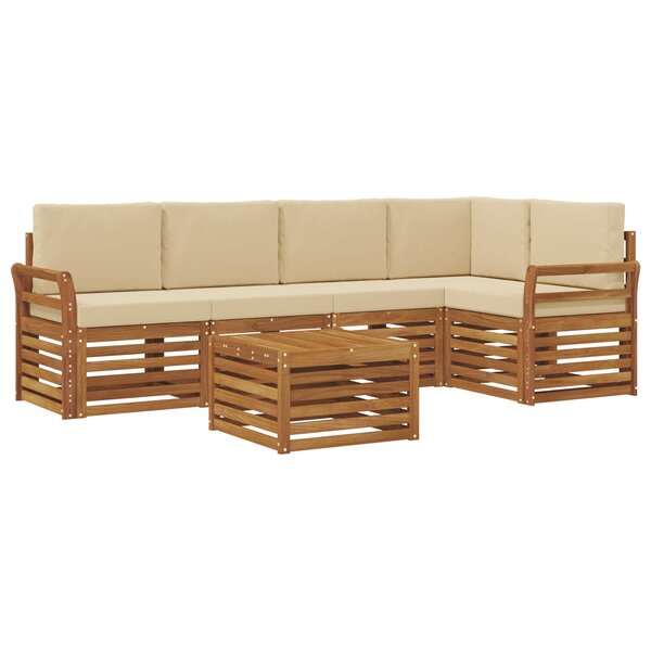 vidaXL Ensemble de canapés d'extérieur 6 pc Naturel et Beige Polyester