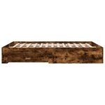 vidaXL Cadre de lit avec tiroirs sans matelas chêne fumé 150x200 cm