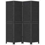 vidaXL Cloison de séparation 4 panneaux noir bois de paulownia massif