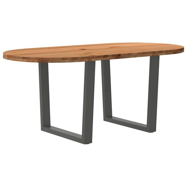 vidaXL Table à manger marron clair bois de chêne massif ovale
