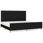 vidaXL Cadre de lit avec tête de lit Noir 200x200 cm Tissu