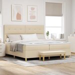 vidaXL Lit à ressorts avec matelas Crème 200 x 200 cm tissu