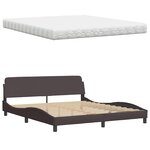 vidaXL Lit avec matelas marron foncé 180x200 cm tissu