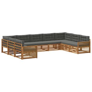 vidaXL Ensemble de canapés d'extérieur 9 pc Naturel et Anthracite