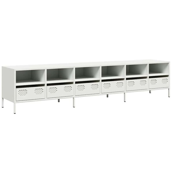 vidaXL Meuble TV blanc 202x39x43 5 cm acier laminé à froid