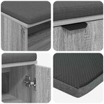 vidaXL Banc d'entrée avec coussin Uni Gris Sonoma 60 x 38 x 46 cm