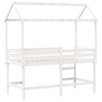 vidaXL Lit superposé et échelle et toit blanc 90x200cm bois pin massif