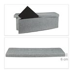 Banquette banc pour coffre de rangement en lin avec couvercle gris 114 cm 3013010