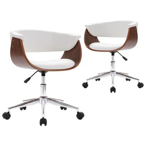 vidaXL Chaises pivotantes à manger lot de 2 blanc similicuir