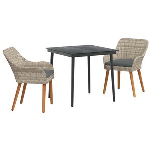 vidaXL Ensemble de salle à manger pour jardin 3 pc Gris clair