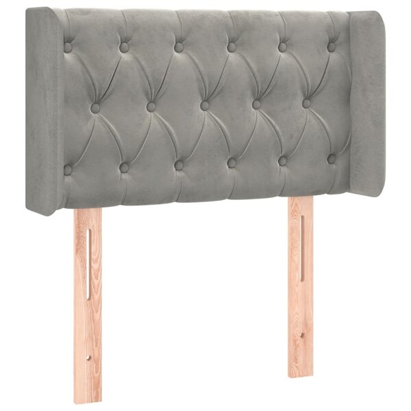 vidaXL Tête de lit avec oreilles Gris clair 83x16x78/88 cm Velours