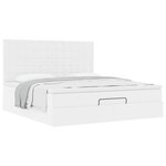 vidaXL Cadre de lit ottoman avec matelas blanc 180x200 cm similicuir