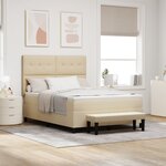 vidaXL Lit à Ressorts avec Matelas & Banc Crème 140x190 cm Tissu