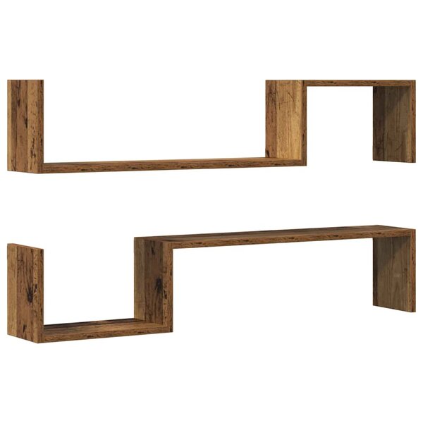 vidaXL Étagères murales 2 Pièces vieux bois 100x15x20cm bois d'ingénierie
