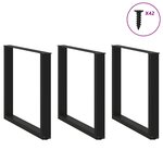 vidaXL Pieds de table à manger en U  3 pièces  noir  80 x (72-73) cm  acier